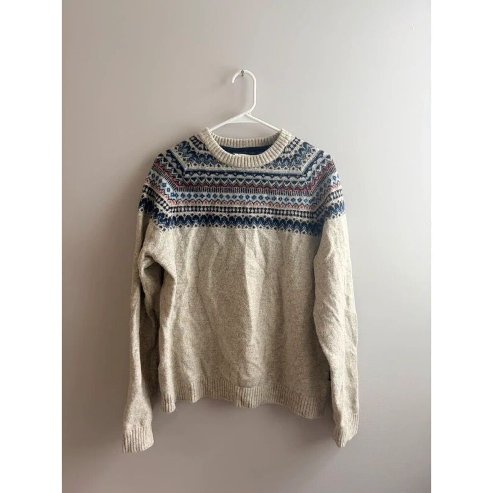 FatFace Men's Fair Isle Heavy Wool Blend Sweater Cream XL, fall, winter, preppy